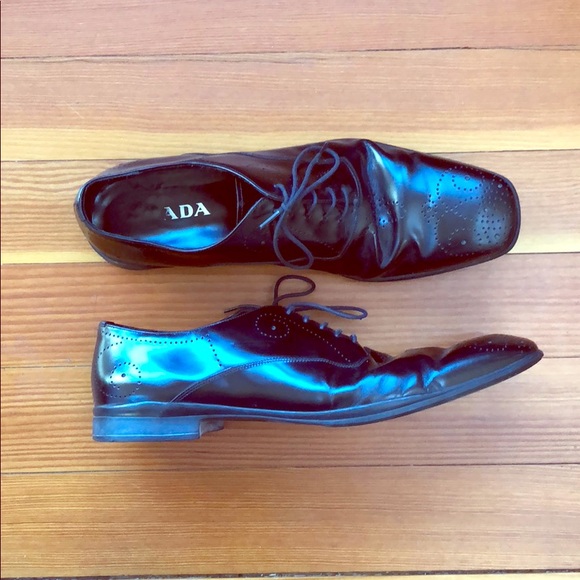 HOST PICK Mens Prada Patent Leather Brogue Oxfords - Picture 1 of 5